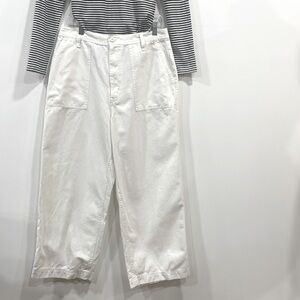 VANS white denim, baggy, mid rise jeans